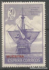 Timbres: ESPAÑA COLON COLUMBUS MUESTRA EN ROJO SPECIMEN CARABELA